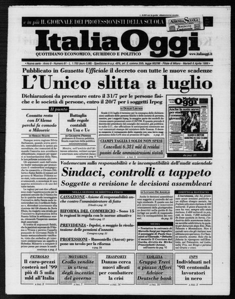 Italia oggi : quotidiano di economia finanza e politica